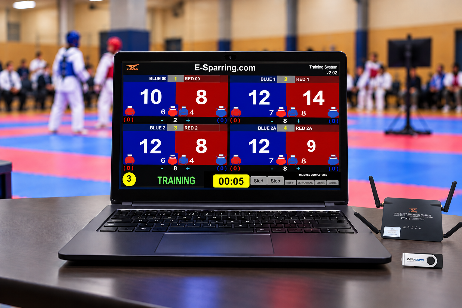 E-Sparring scoring software, receiver and flash drive